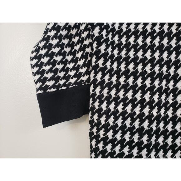 (N5) Y2K Carolyn Taylor Womens Sweater Size XL Dolman Houndstooth Pullover Black - Picture 4 of 8